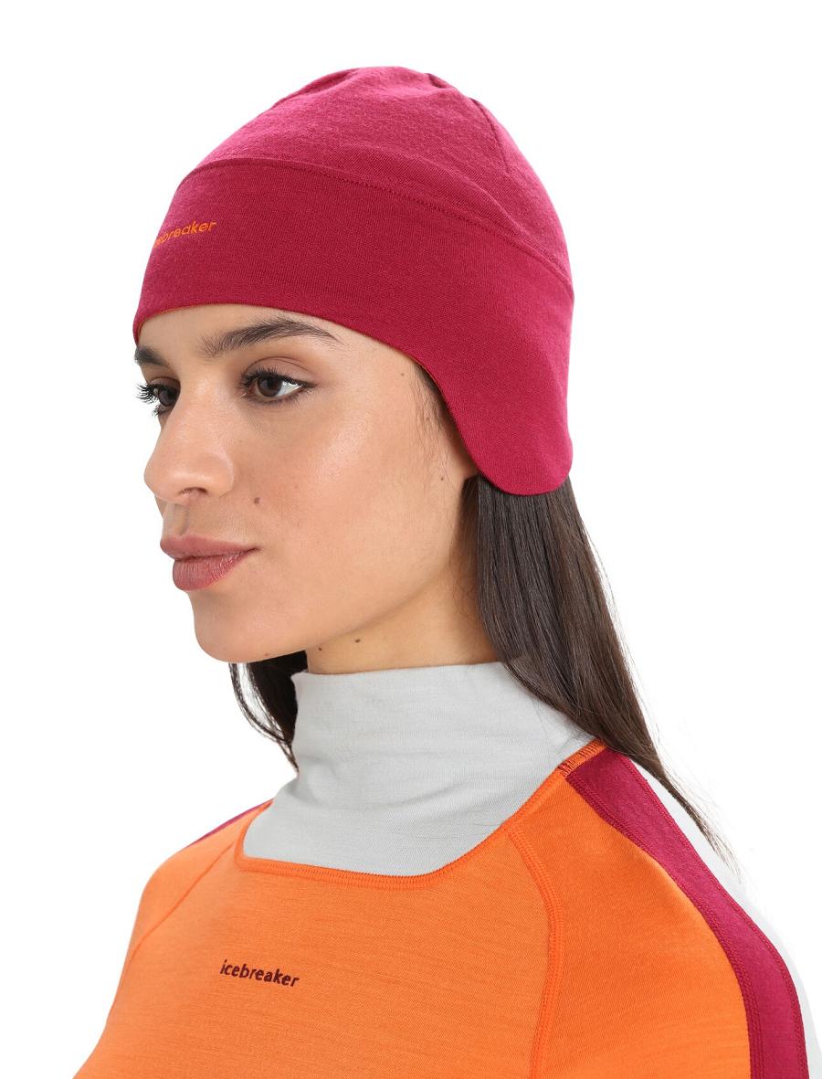 Cherry / Flash Men's Icebreaker Unisex Merino Quantum Beanie Hats | USA 1086CTVE